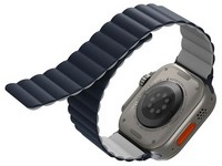 Ремень силиконовый Uniq REVIX для Apple Watch 49/45/44/42, цвет синий/серый (STORM BLUE/ CHALK GREY)