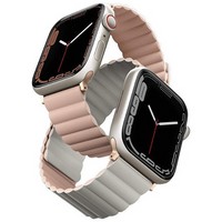 Ремень силиконовый Uniq REVIX для Apple Watch 49/45/44/42, цвет розовый/бежевый (45MM-REVPNKBEG)