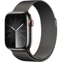 Умные часы Apple Watch Series 9, 41 мм, корпус из нержавеющей стали, миланский сетчатый браслет, графит