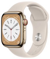 Умные часы Apple Watch Series 8 41 мм Steel Case Cellular, gold with Sport Band Starlight